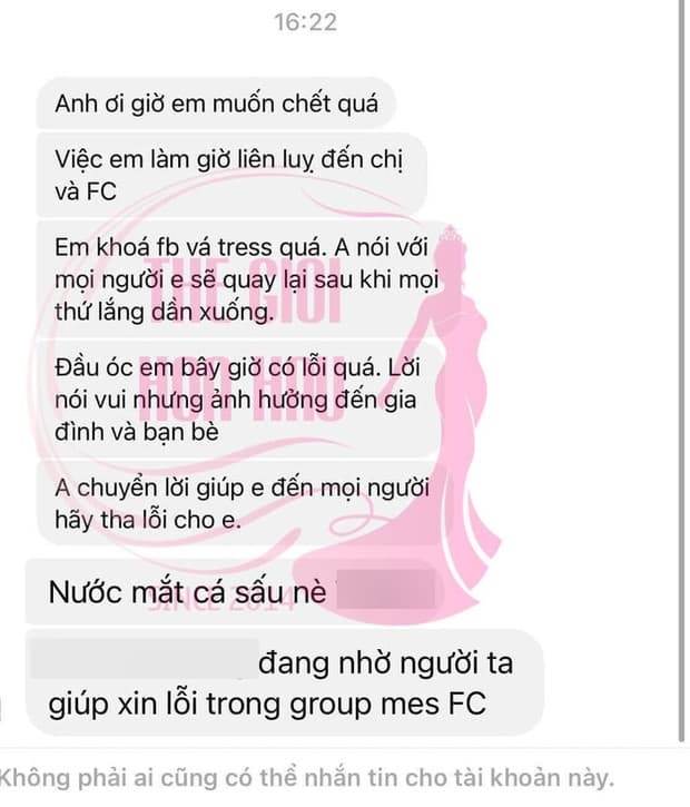 Trưởng FC Hoa hậu Khánh Vân lên tiếng xin lỗi, lộ tin nhắn “không thiết sống” sau ồn ào chơi xấu Thùy Tiên, H'Hen Niê - Ảnh 3